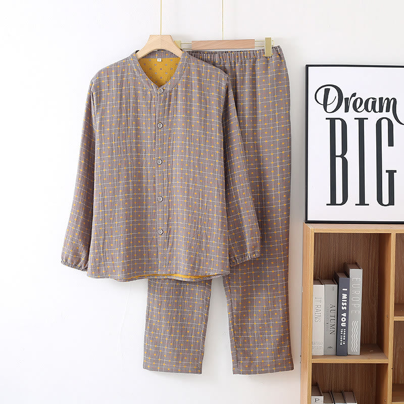 Weiches Pyjama-Set aus Baumwollgaze mit Knopfleiste