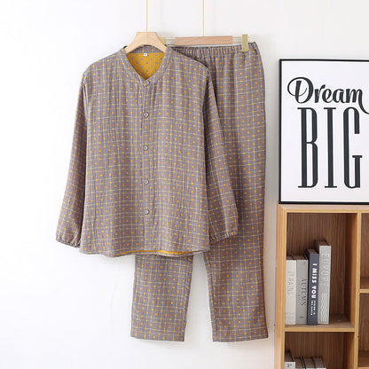 Weiches Pyjama-Set aus Baumwollgaze mit Knopfleiste