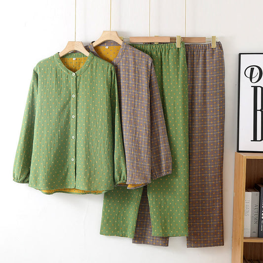 Weiches Pyjama-Set aus Baumwollgaze mit Knopfleiste