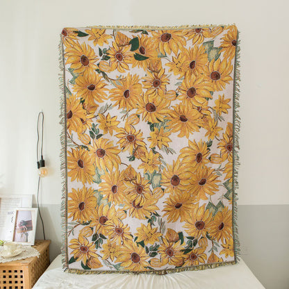 Ländlicher Wandteppich mit Sonnenblumenquaste