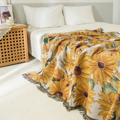 Ländlicher Wandteppich mit Sonnenblumenquaste