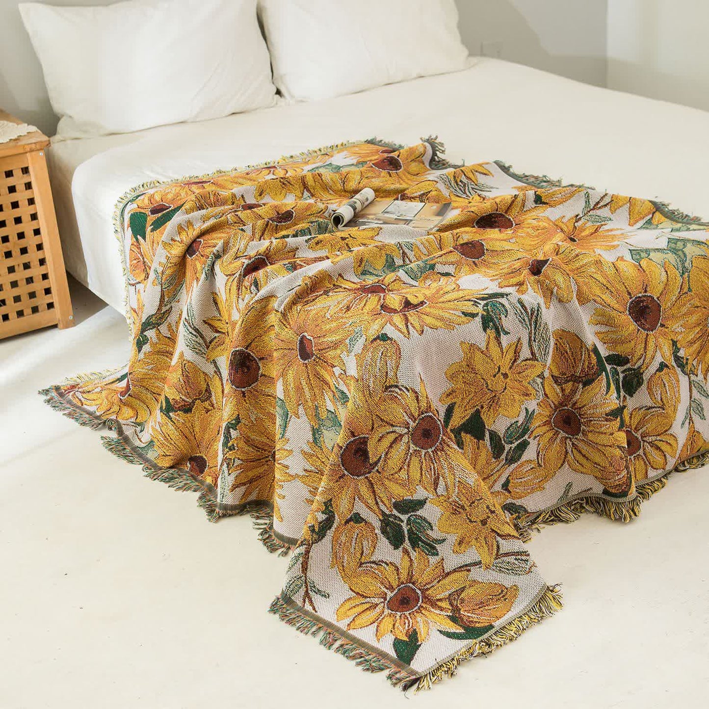 Ländlicher Wandteppich mit Sonnenblumenquaste