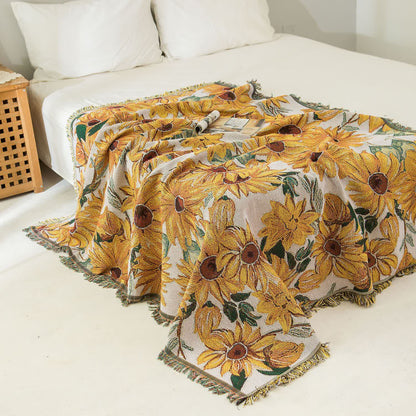 Ländlicher Wandteppich mit Sonnenblumenquaste