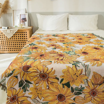 Ländlicher Wandteppich mit Sonnenblumenquaste