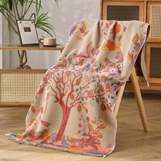 Lively Tree – Baumwollgaze-Handtuch mit Quasten