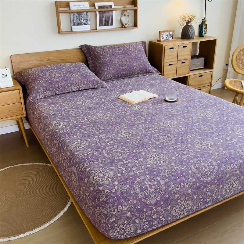 Vintage-Spannbettlaken aus reinem Baumwoll-Jacquard