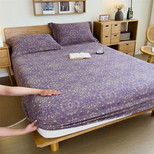 Vintage-Spannbettlaken aus reinem Baumwoll-Jacquard