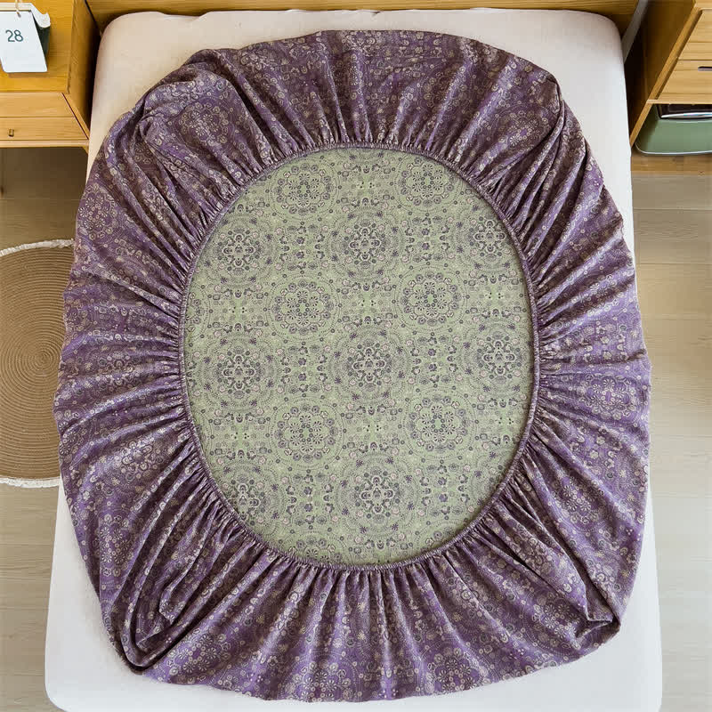 Vintage-Spannbettlaken aus reinem Baumwoll-Jacquard