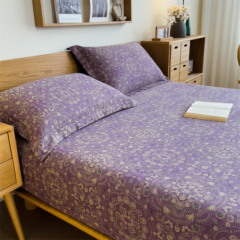 Vintage-Spannbettlaken aus reinem Baumwoll-Jacquard