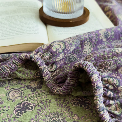 Vintage-Spannbettlaken aus reinem Baumwoll-Jacquard