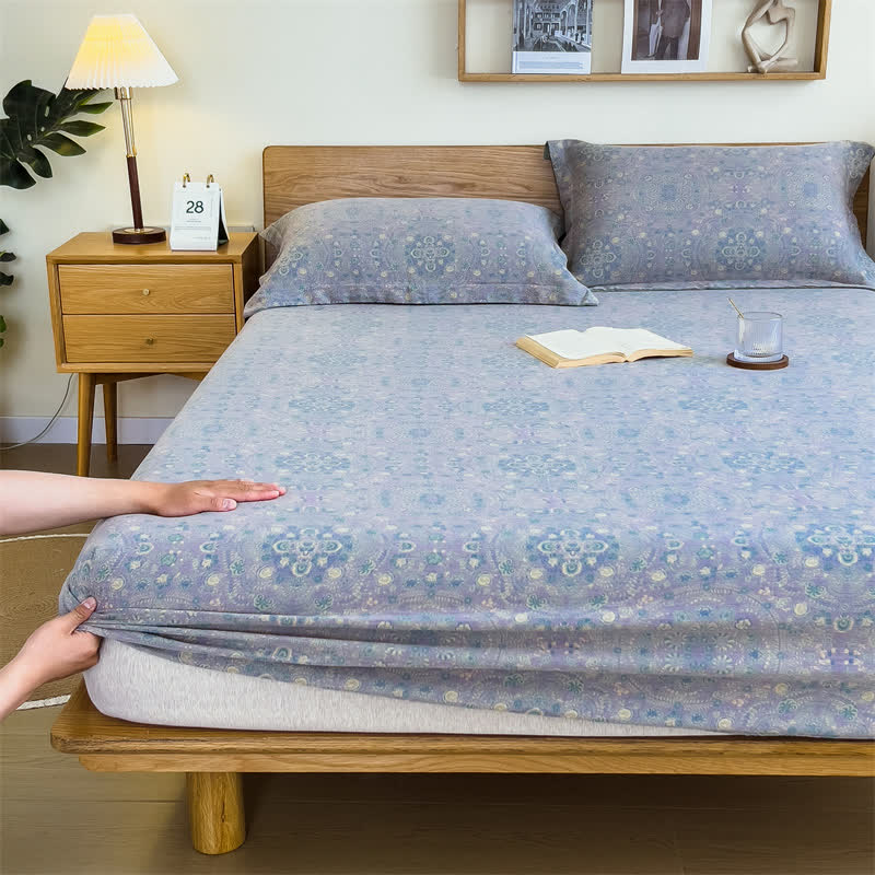 Vintage-Spannbettlaken aus reinem Baumwoll-Jacquard