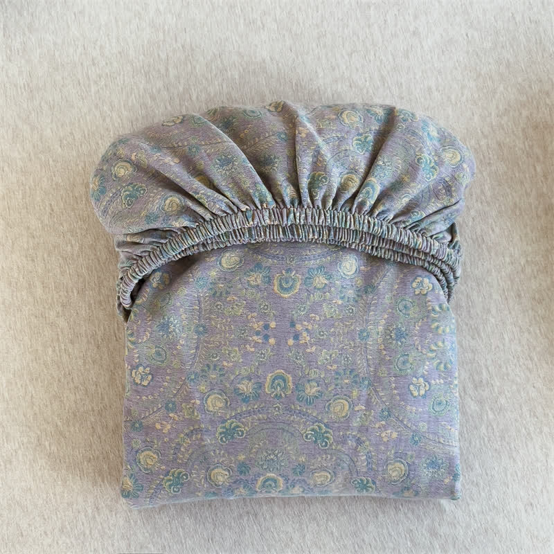 Vintage-Spannbettlaken aus reinem Baumwoll-Jacquard