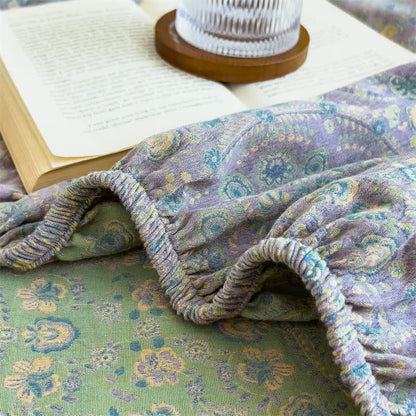 Vintage-Spannbettlaken aus reinem Baumwoll-Jacquard
