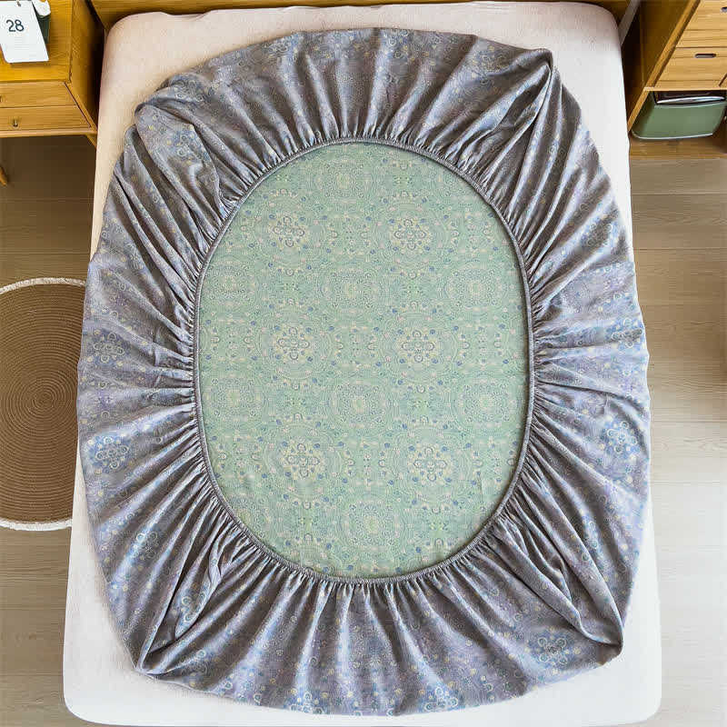 Vintage-Spannbettlaken aus reinem Baumwoll-Jacquard