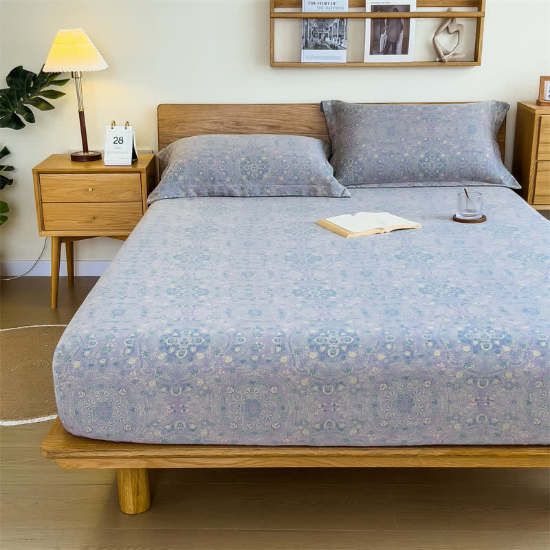 Vintage-Spannbettlaken aus reinem Baumwoll-Jacquard