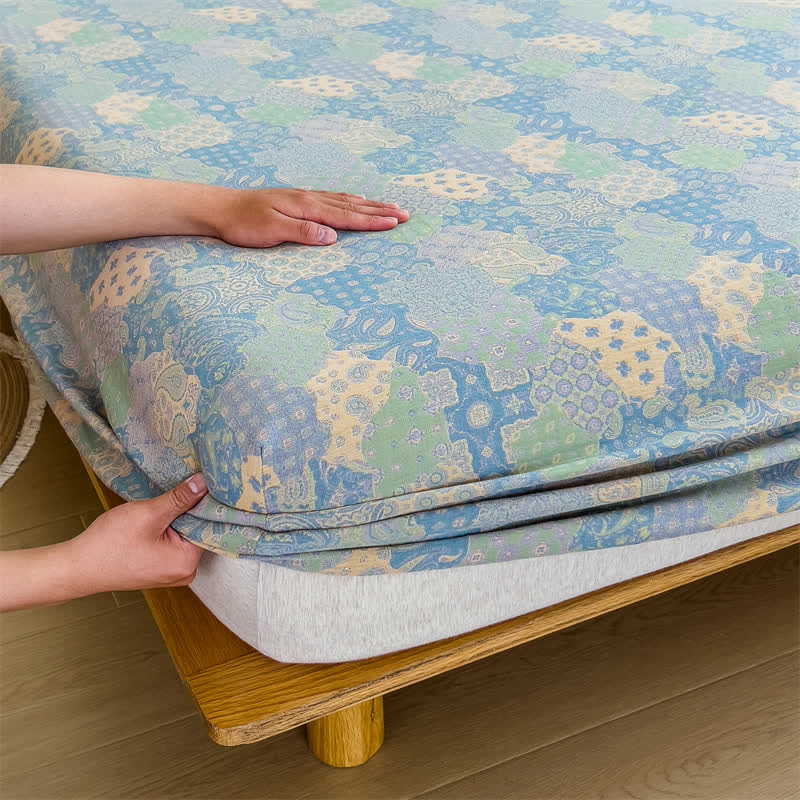 Elegantes Spannbettlaken aus Baumwollgaze im Jacquard-Stil