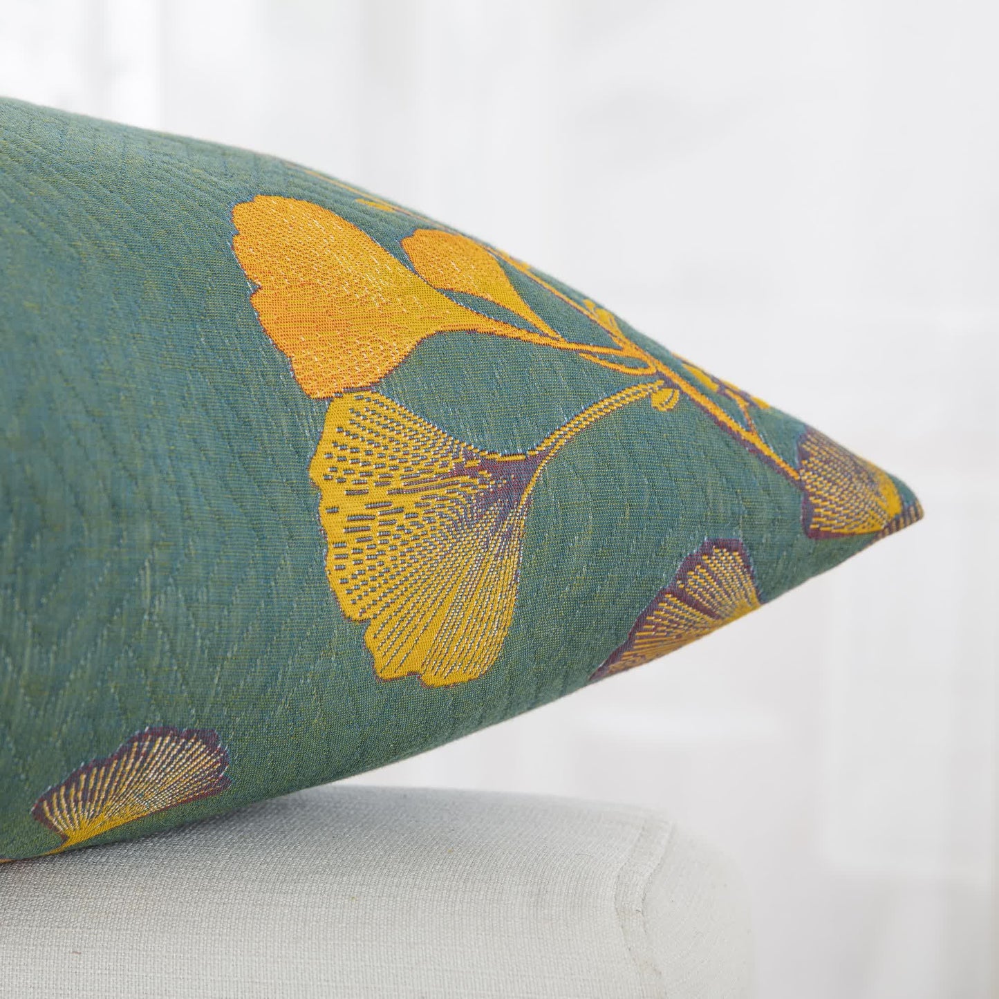 Kissenbezüge aus Baumwollgaze-Jacquard mit Ginkgoblättern (2 Stück)