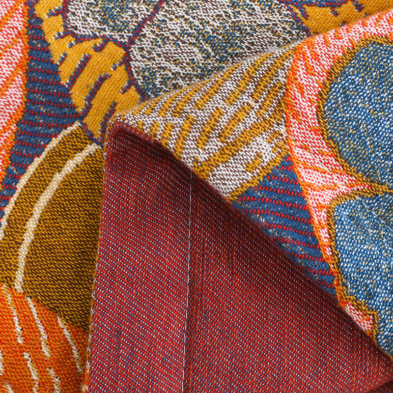 Bunte Wendedecke aus Baumwollgaze in Persimmon