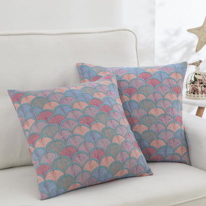 Jacquard-Kissenbezüge aus Baumwollgaze mit Fischschuppenmotiv (2 Stück)