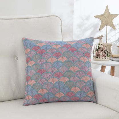 Jacquard-Kissenbezüge aus Baumwollgaze mit Fischschuppenmotiv (2 Stück)