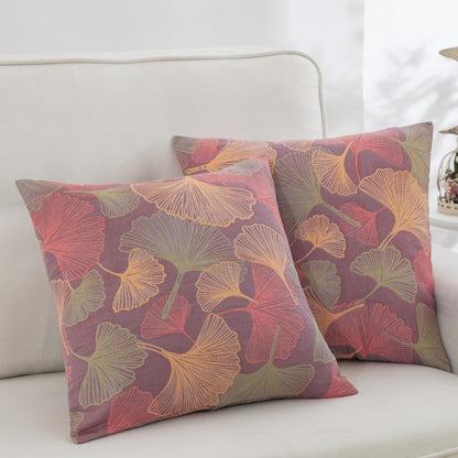 Kissenbezüge aus garngefärbtem Ginkgoblatt-Baumwollgaze (2 Stück) - Lila & Rosa - 51cm x 91cm - image 6