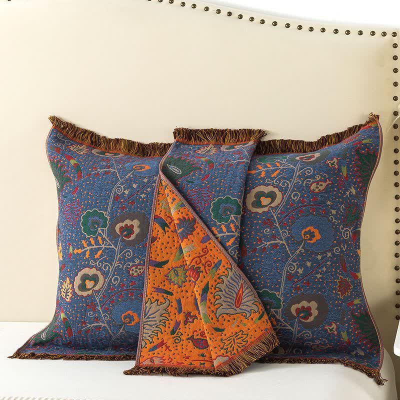 Baumwollgaze Vintage Blumenkissenhandtuch (2 STK.)