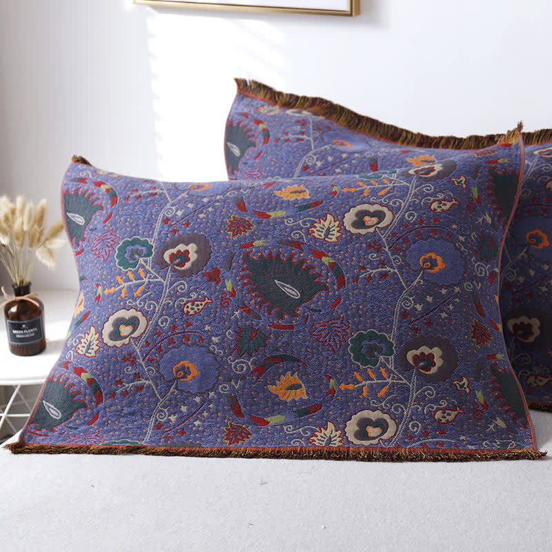 Baumwollgaze Vintage Blumenkissenhandtuch (2 STK.)