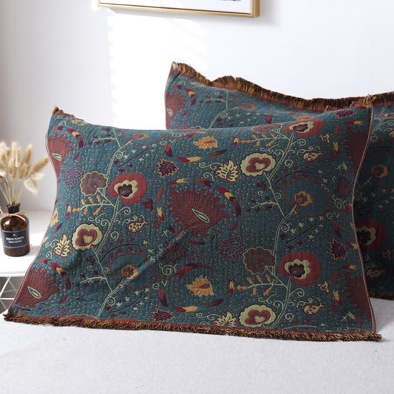 Baumwollgaze Vintage Blumenkissenhandtuch (2 STK.)