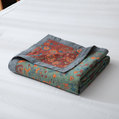 Wendesteppdecke aus reiner Baumwolle mit Retro-Blumenmuster