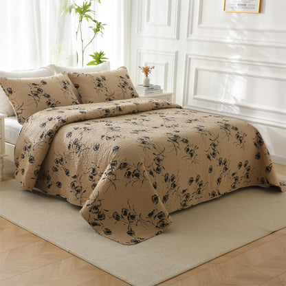 Gesteppte Bettwäsche aus Baumwolle im Vintage-Stil mit Blumenmuster