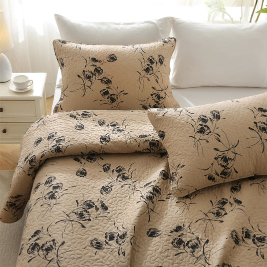 Gesteppte Bettwäsche aus Baumwolle im Vintage-Stil mit Blumenmuster