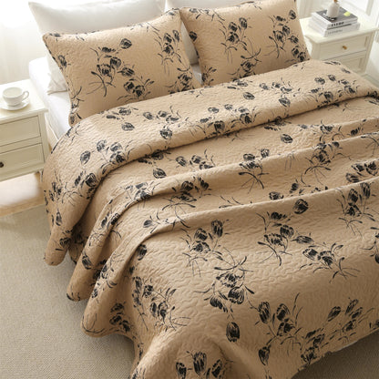 Gesteppte Bettwäsche aus Baumwolle im Vintage-Stil mit Blumenmuster