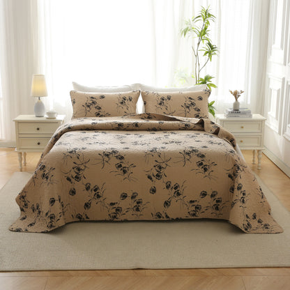 Gesteppte Bettwäsche aus Baumwolle im Vintage-Stil mit Blumenmuster