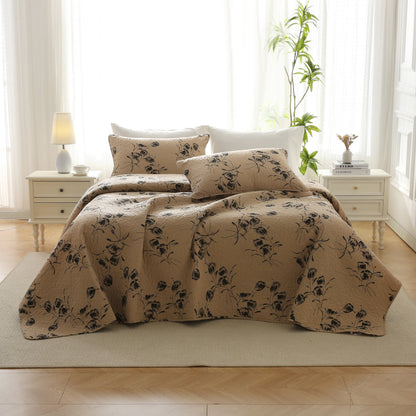 Gesteppte Bettwäsche aus Baumwolle im Vintage-Stil mit Blumenmuster