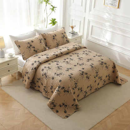 Gesteppte Bettwäsche aus Baumwolle im Vintage-Stil mit Blumenmuster