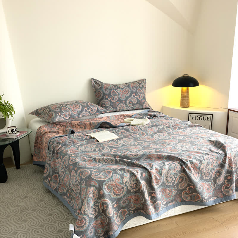 Baumwollgaze Retro Paisley Sommersteppdecke