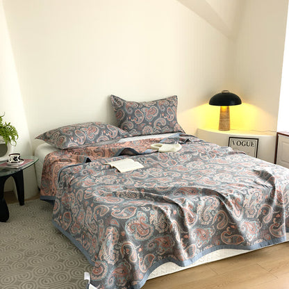 Baumwollgaze Retro Paisley Sommersteppdecke