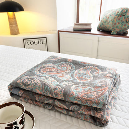 Baumwollgaze Retro Paisley Sommersteppdecke