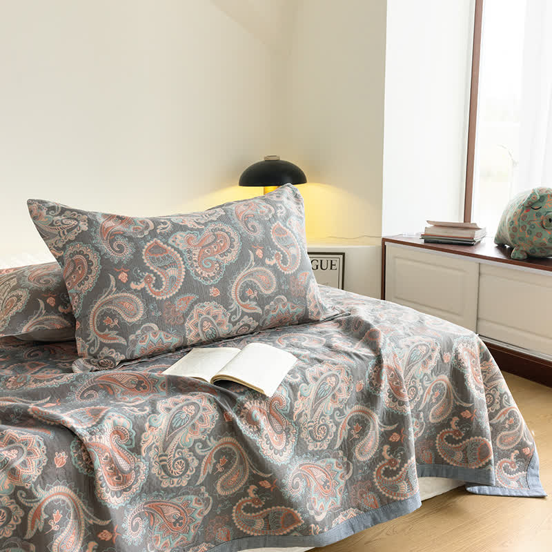 Baumwollgaze Retro Paisley Sommersteppdecke