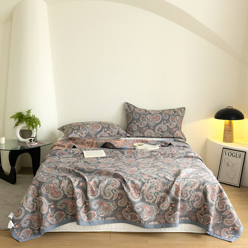 Baumwollgaze Retro Paisley Sommersteppdecke