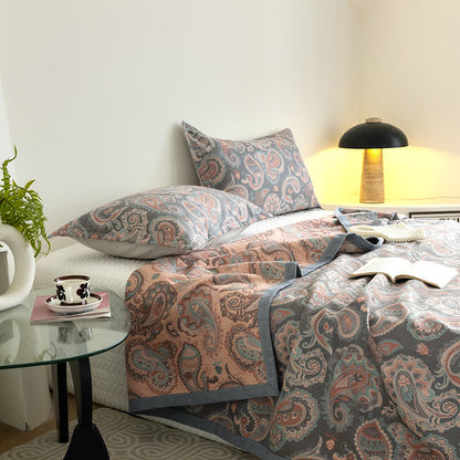 Baumwollgaze Retro Paisley Sommersteppdecke