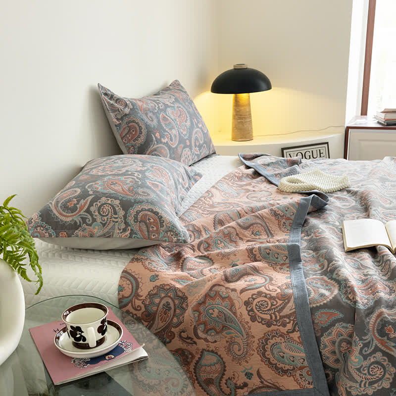 Baumwollgaze Retro Paisley Sommersteppdecke