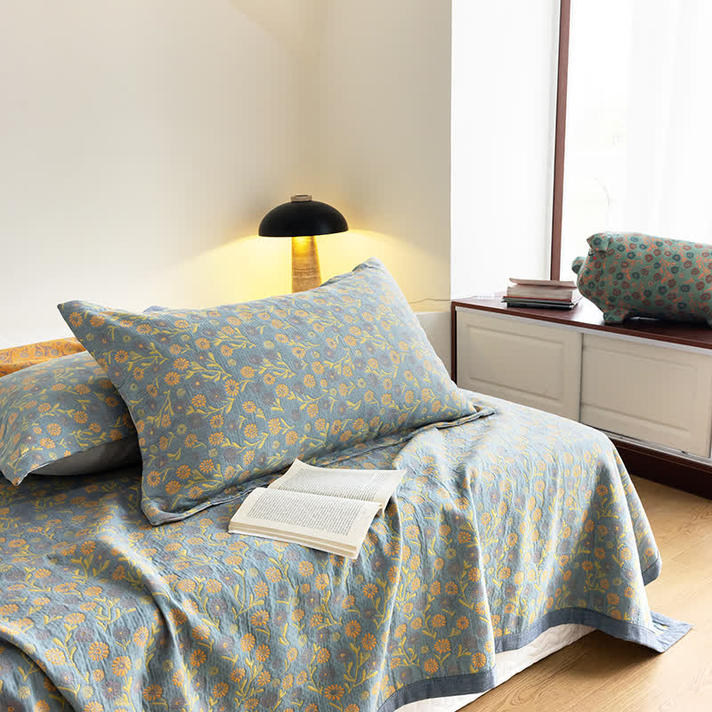 Elegante, weiche Gazedecke aus Baumwolle mit Blumenmuster