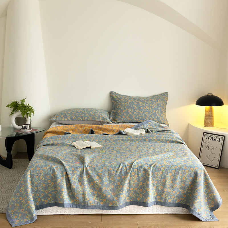 Elegante, weiche Gazedecke aus Baumwolle mit Blumenmuster