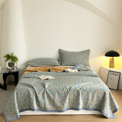 Elegante, weiche Gazedecke aus Baumwolle mit Blumenmuster