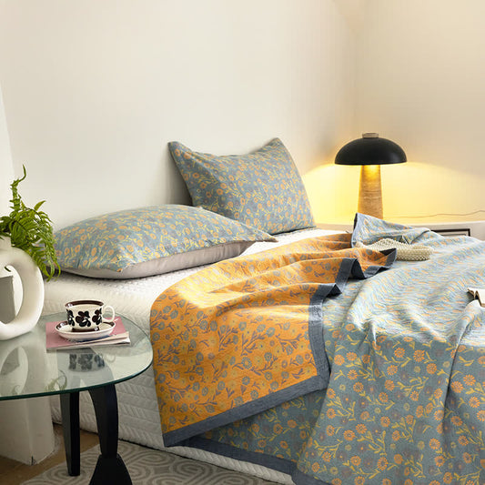 Elegante, weiche Gazedecke aus Baumwolle mit Blumenmuster