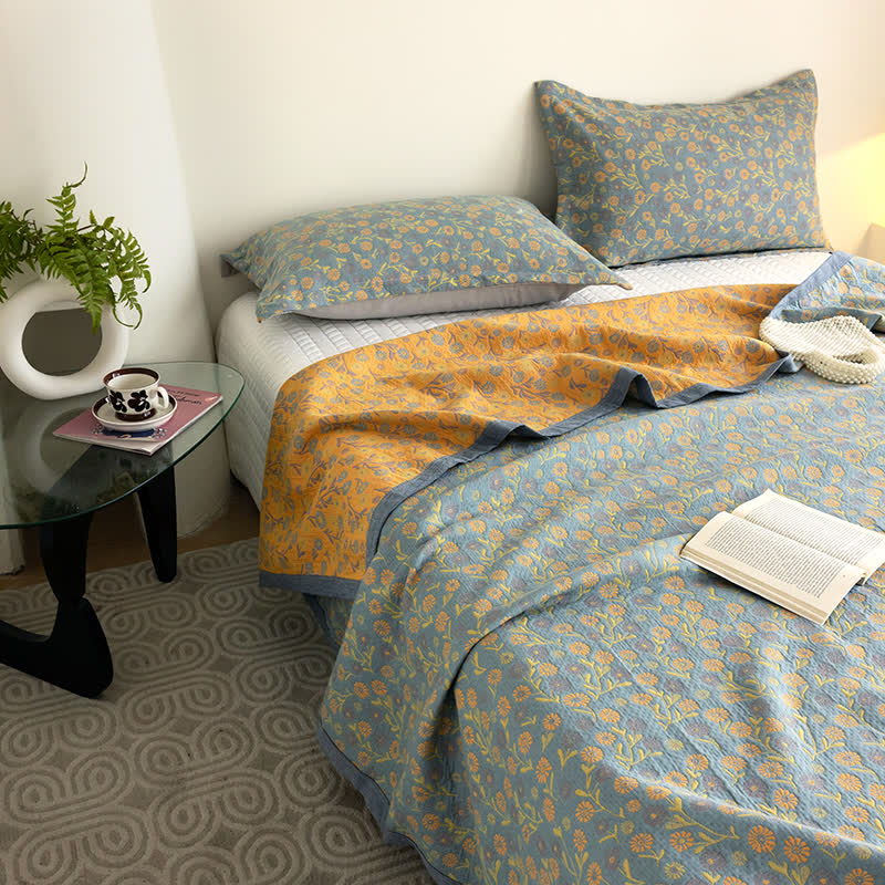 Elegante, weiche Gazedecke aus Baumwolle mit Blumenmuster
