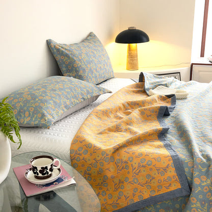 Elegante, weiche Gazedecke aus Baumwolle mit Blumenmuster