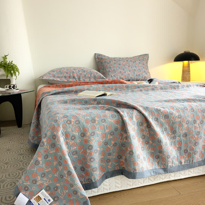 Elegante, weiche Gazedecke aus Baumwolle mit Blumenmuster