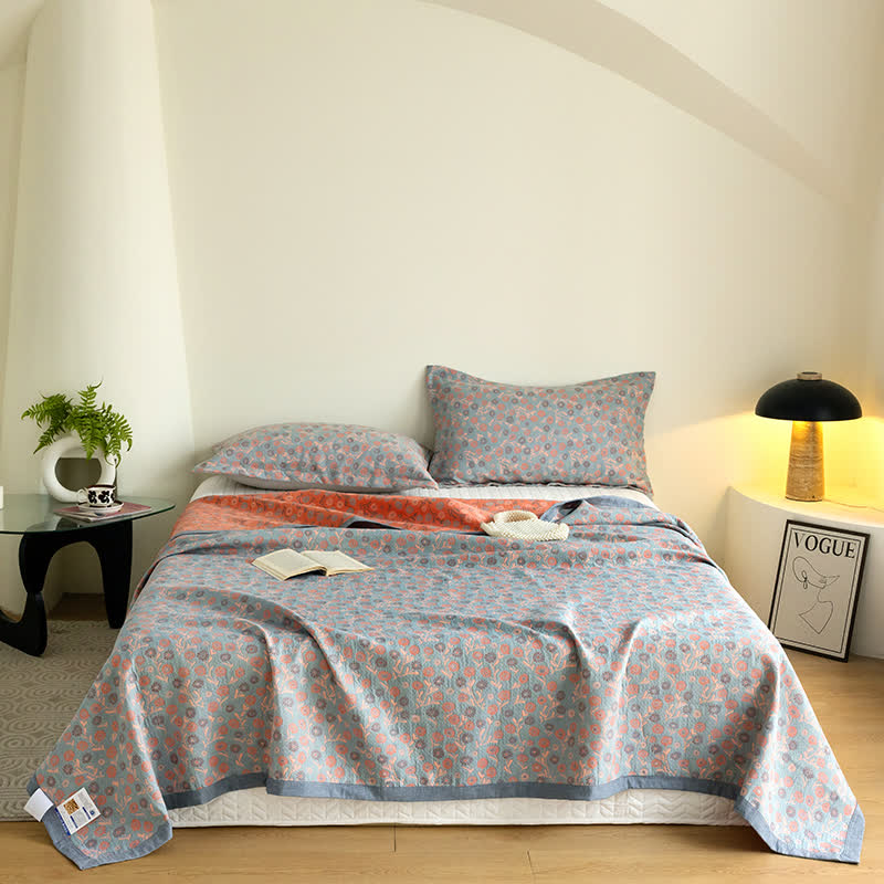 Elegante, weiche Gazedecke aus Baumwolle mit Blumenmuster